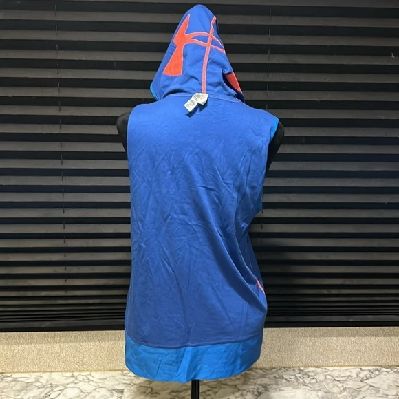 Under Armour Girls Youth Blue & Orange Hooded Zip Front Reversible Vest YXL - Picture 10 of 12